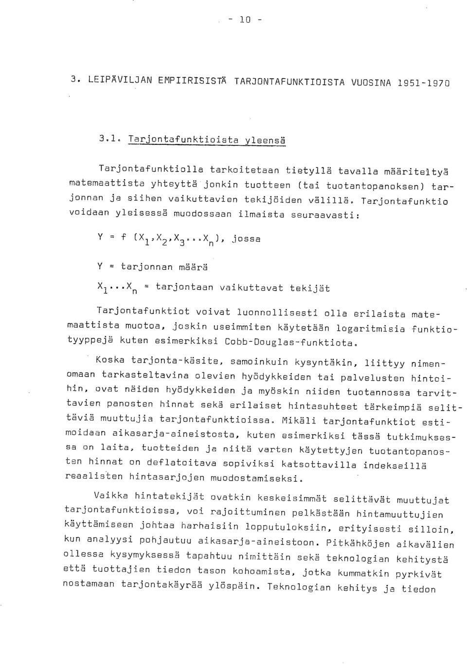 ..X n ) ' j ossa Y = tarjonnan määrä X I.
