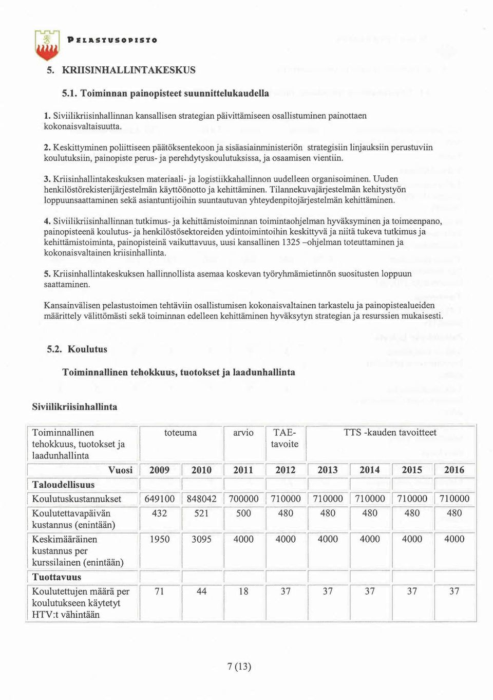 Keskittyminen poliittiseen päätöksentekoon ja sisäasiainministeriön strategisiin linjauksiin perustuviin koulutuksiin, painopiste perus- ja perehdytyskoulutuksissa, ja osaamisen vientiin. 3.