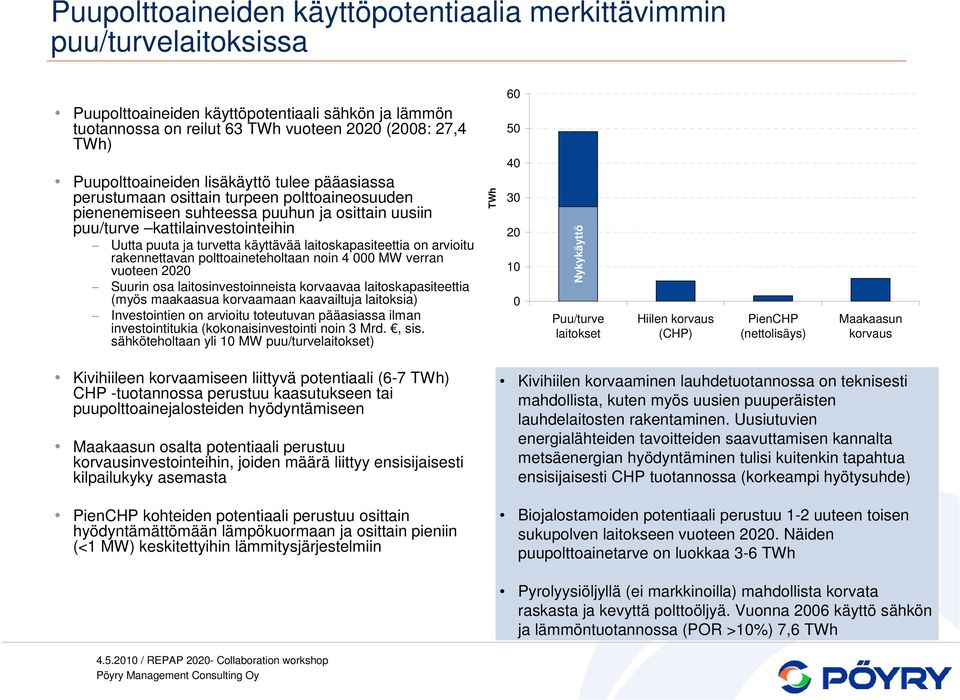 laitoskapasiteettia on arvioitu rakennettavan polttoaineteholtaan noin 4 MW verran vuoteen 22 Suurin osa laitosinvestoinneista korvaavaa laitoskapasiteettia (myös maakaasua korvaamaan kaavailtuja