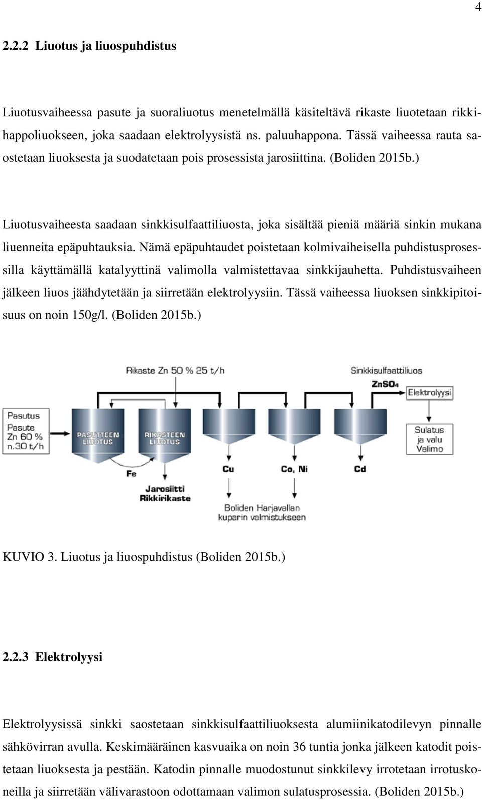 ) Liuotusvaiheesta saadaan sinkkisulfaattiliuosta, joka sisältää pieniä määriä sinkin mukana liuenneita epäpuhtauksia.