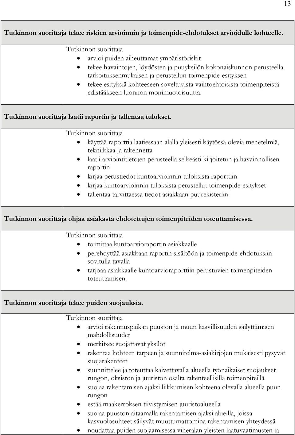 soveltuvista vaihtoehtoisista toimenpiteistä edistääkseen luonnon monimuotoisuutta. laatii raportin ja tallentaa tulokset.