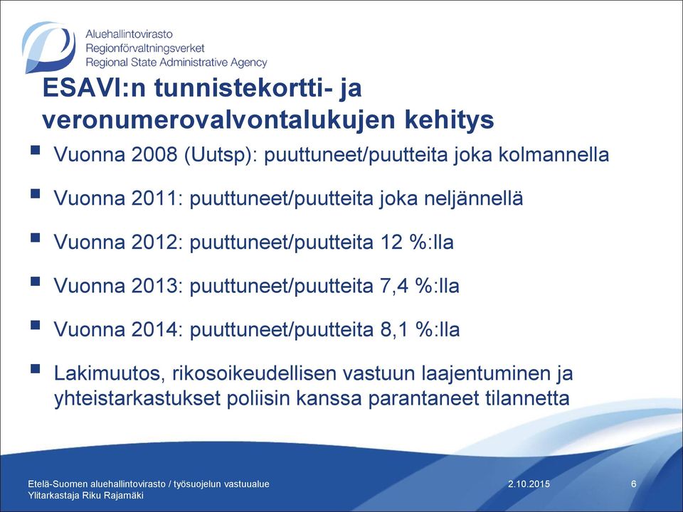 %:lla Vuonna 2013: puuttuneet/puutteita 7,4 %:lla Vuonna 2014: puuttuneet/puutteita 8,1 %:lla