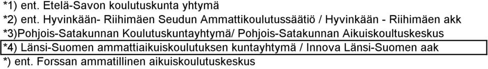 *3)Pohjois-Satakunnan Koulutuskuntayhtymä/ Pohjois-Satakunnan Aikuiskoultuskeskus