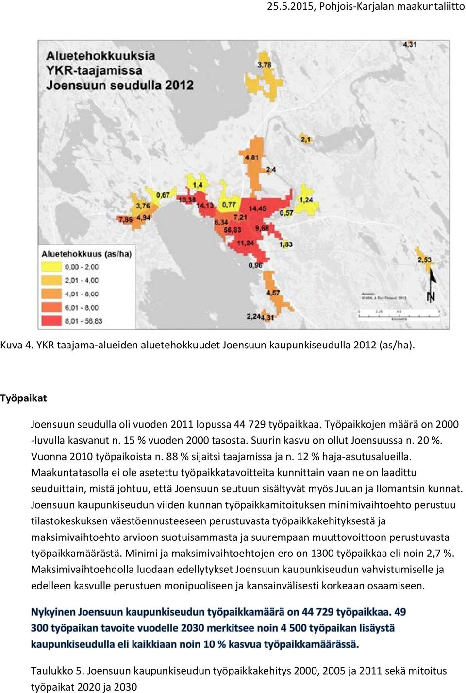 Maakuntatasolla ei ole asetettu työpaikkatavoitteita kunnittain vaan ne on laadittu seuduittain, mistä johtuu, että Joensuun seutuun sisältyvät myös Juuan ja Ilomantsin kunnat.