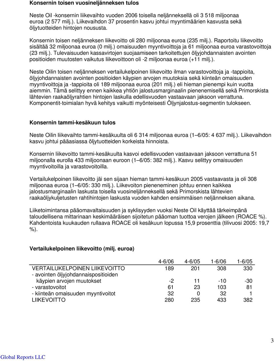 Raportoitu liikevoitto sisältää 32 miljoonaa euroa (0 milj.) 