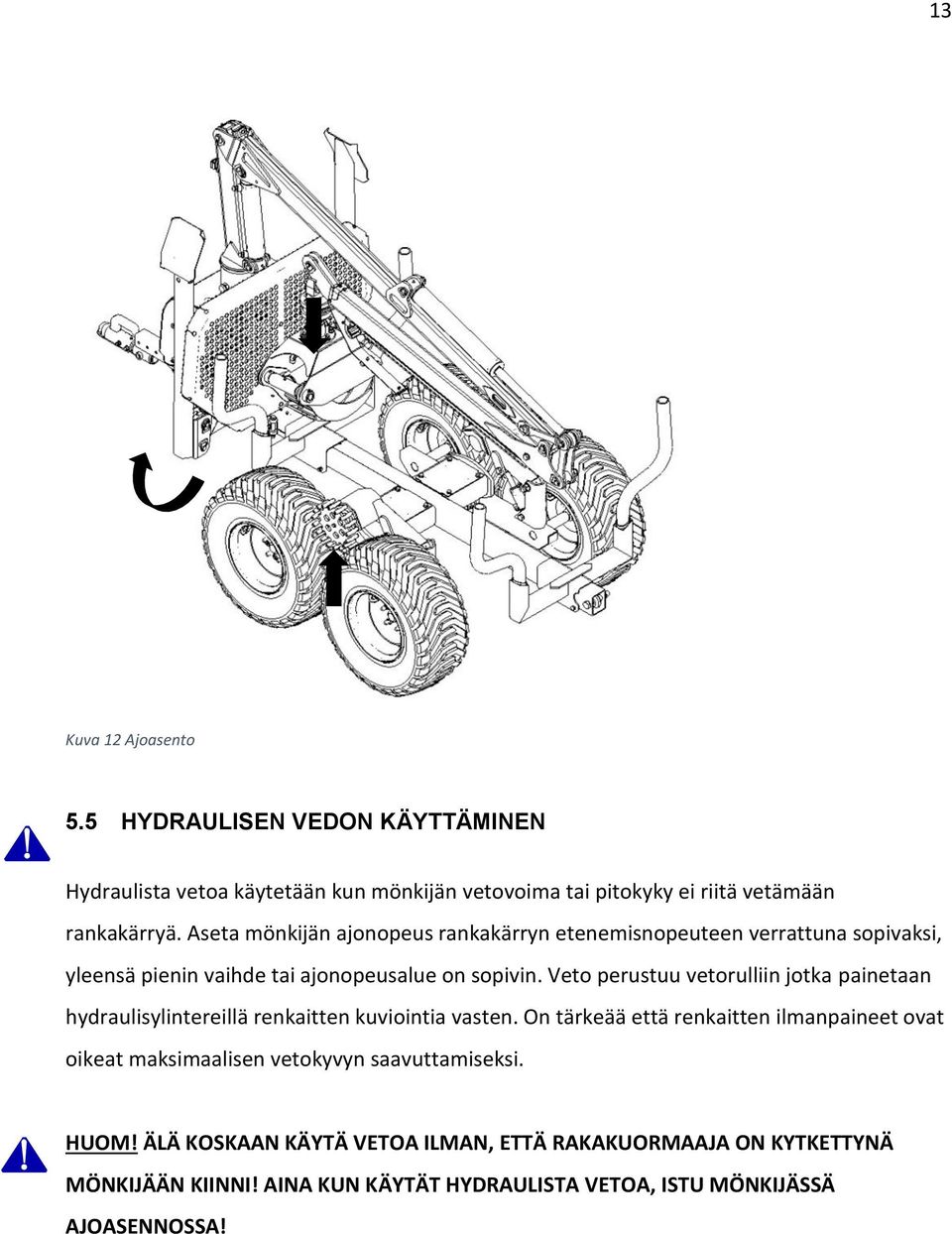 Veto perustuu vetorulliin jotka painetaan hydraulisylintereillä renkaitten kuviointia vasten.