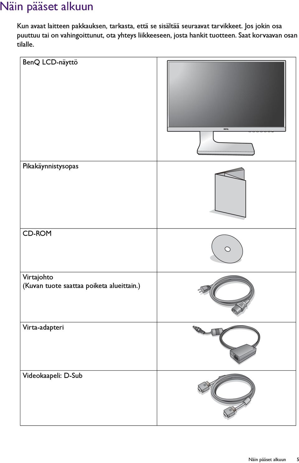 Jos jokin osa puuttuu tai on vahingoittunut, ota yhteys liikkeeseen, josta hankit tuotteen.