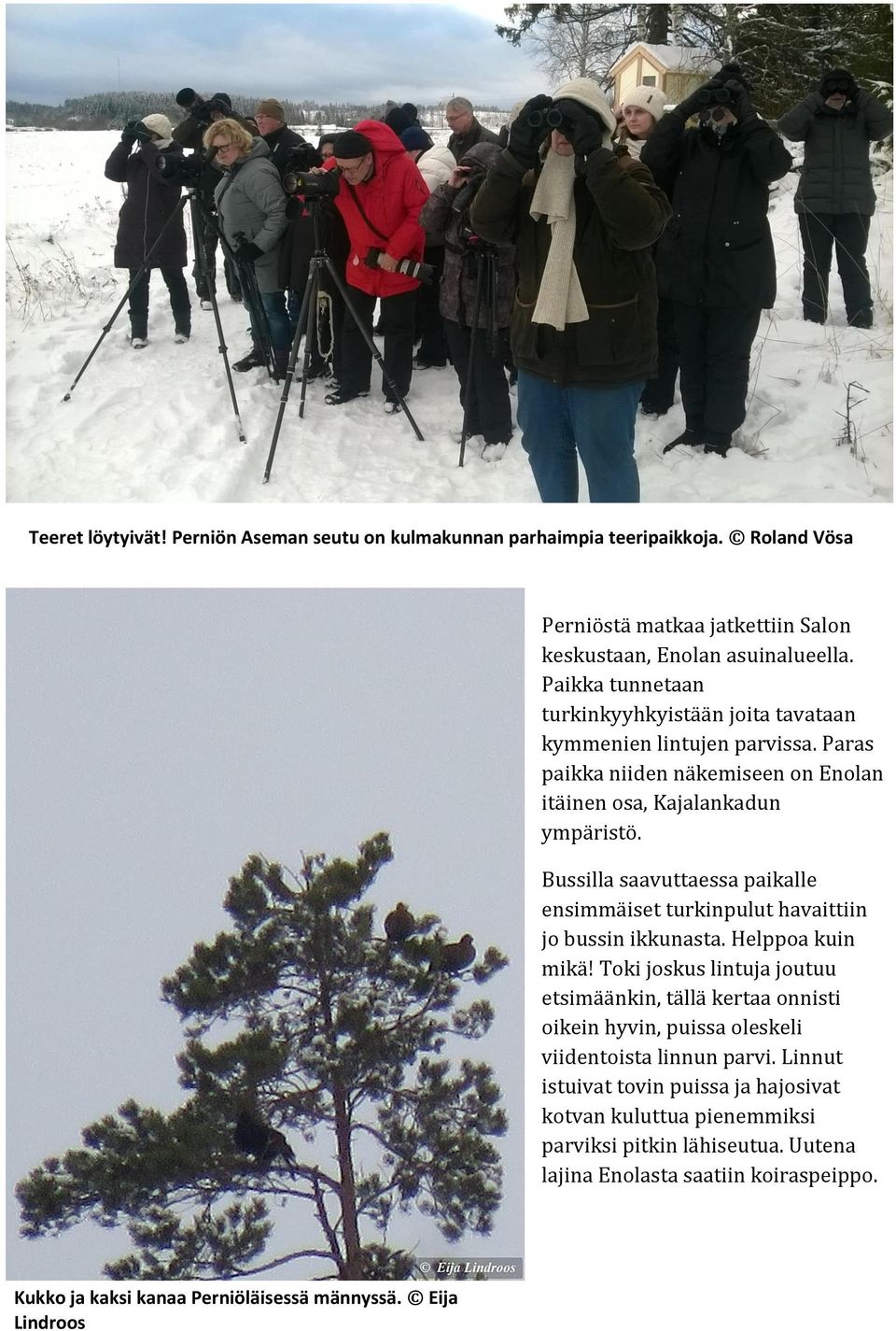 Bussilla saavuttaessa paikalle ensimmäiset turkinpulut havaittiin jo bussin ikkunasta. Helppoa kuin mikä!