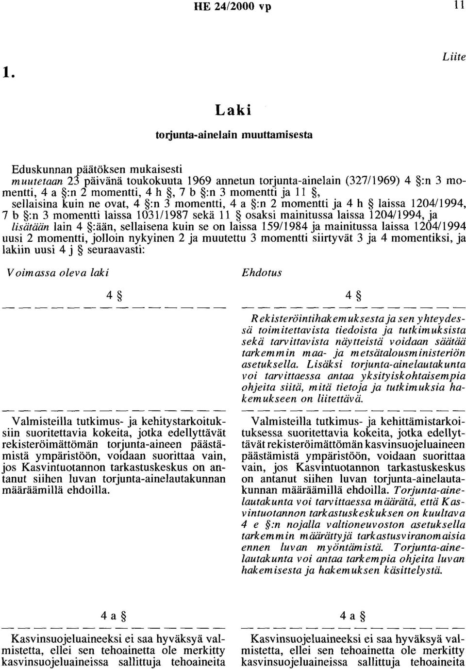 momentti ja 1 1, sellaisina kuin ne ovat, 4 :n 3 momentti, 4 a :n 2 momentti ja 4 h laissa 1204/1994, 7 b :n 3 momentti laissa 1031/1987 sekä 11 osaksi mainitussa laissa 1204/1994, ja lisätään lain 4