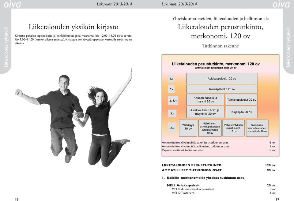 Yhteiskuntatieteiden, liiketalouden ja hallinnon ala Liiketalouden perustutkinto, merkonomi, 120 ov Tutkinnon rakenne Liiketalouden perustutkinto, merkonomi 120 ov ammatilliset tutkinnon osat 90 ov