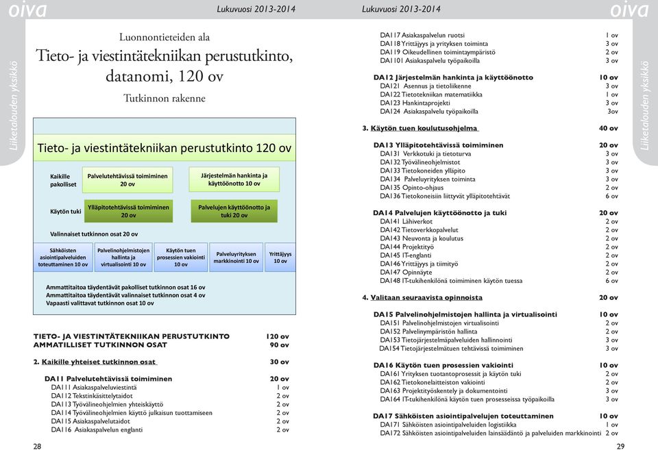 rakenne Käytön tuen prosessien vakiointi Ammattitaitoa täydentävät pakolliset tutkinnon osat 16 ov Ammattitaitoa täydentävät valinnaiset tutkinnon osat Vapaasti valittavat tutkinnon osat TIETO- JA