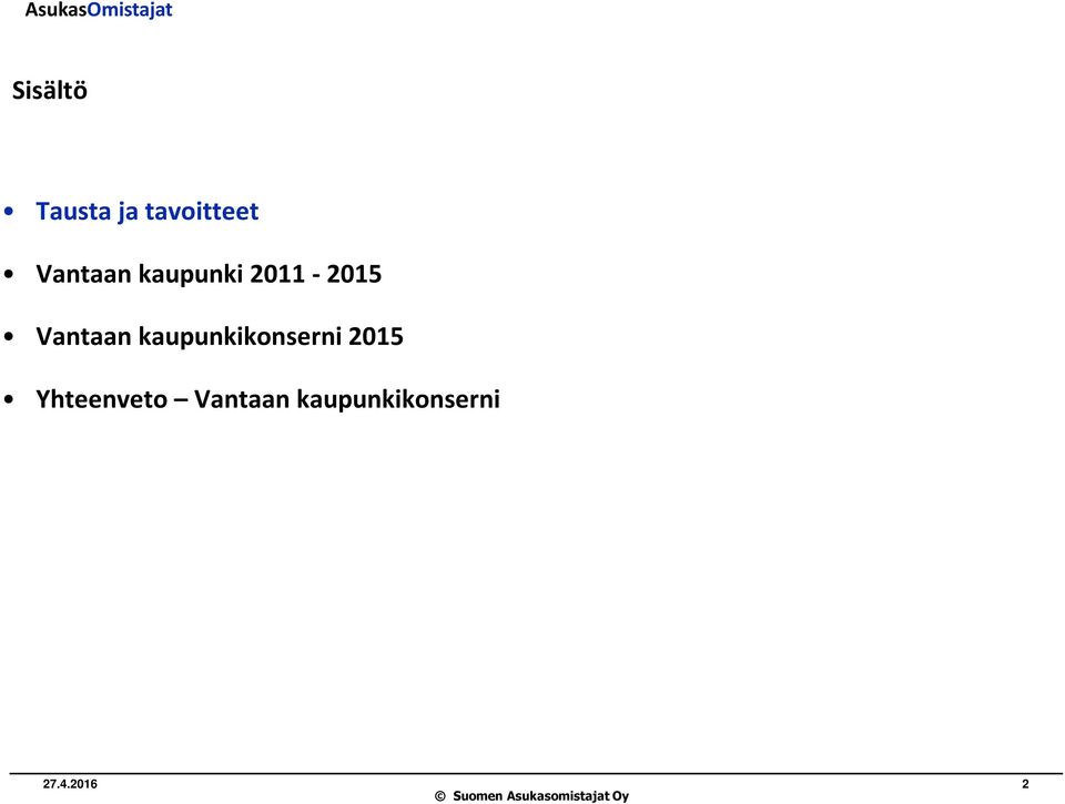 kaupunkikonserni 2015 Yhteenveto