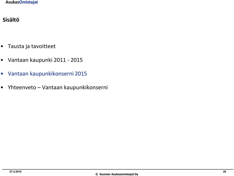 kaupunkikonserni 2015 Yhteenveto