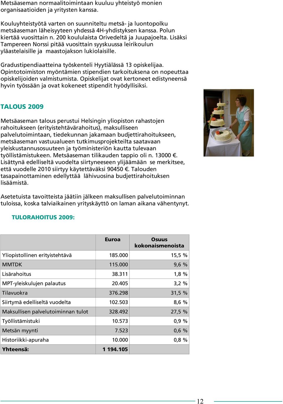 Lisäksi Tampereen Norssi pitää vuosittain syyskuussa leirikoulun yläastelaisille ja maastojakson lukiolaisille. Gradustipendiaatteina työskenteli Hyytiälässä 13 opiskelijaa.