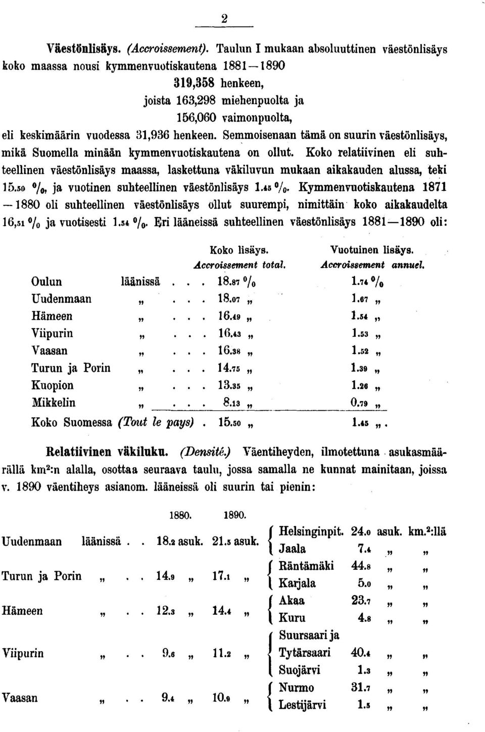 Semmoisenaan tämä on suurin väestönlisäys, mikä Suomella minään kymmenvuotiskautena on ollut.