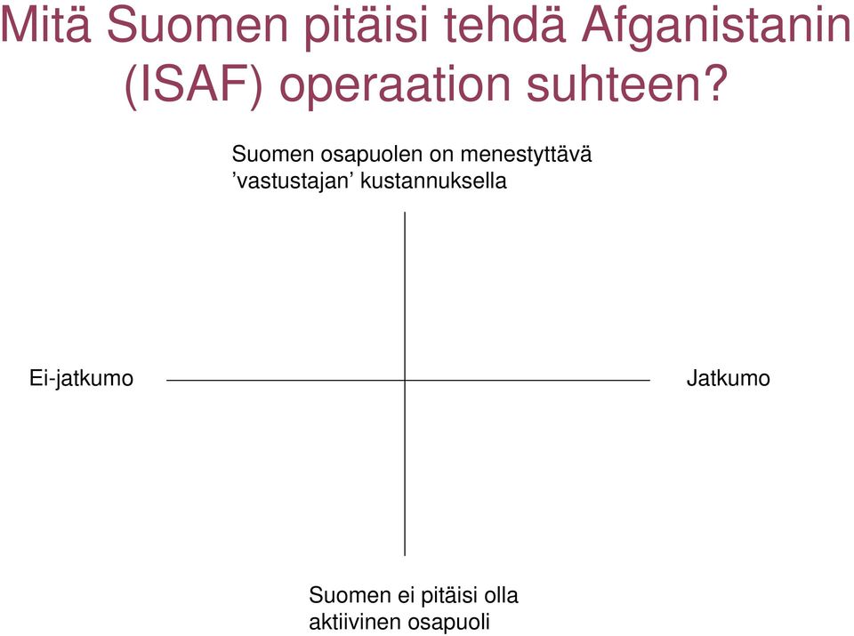 Suomen osapuolen on menestyttävä vastustajan