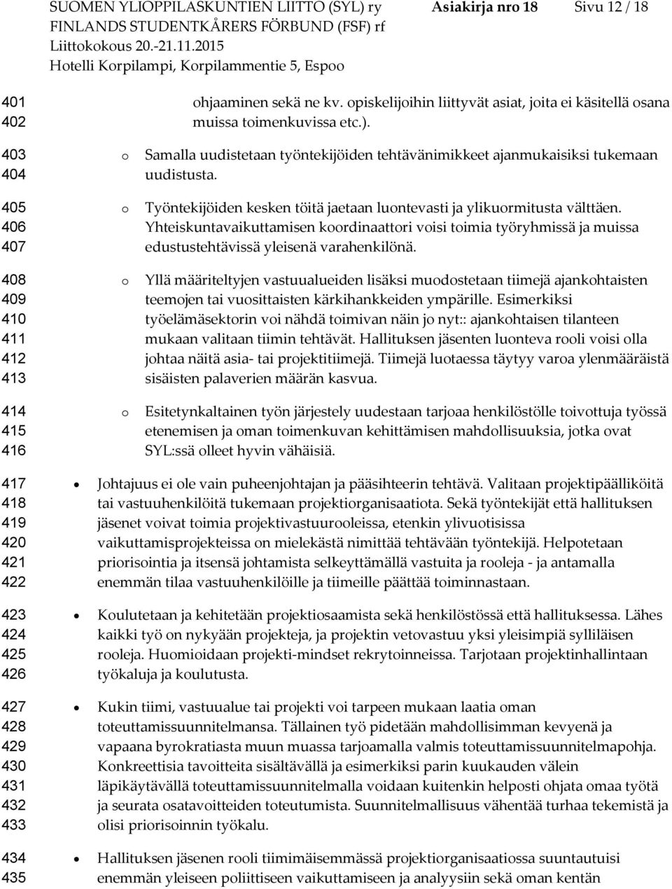 Työntekijöiden kesken töitä jaetaan luntevasti ja ylikurmitusta välttäen. Yhteiskuntavaikuttamisen krdinaattri visi timia työryhmissä ja muissa edustustehtävissä yleisenä varahenkilönä.