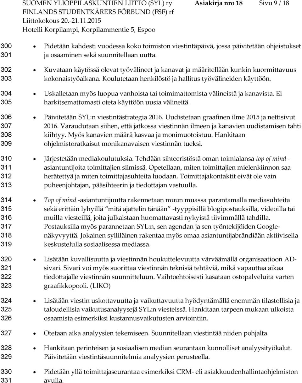 Kuvataan käytössä levat työvälineet ja kanavat ja määritellään kunkin kurmittavuus kknaistyöaikana. Kulutetaan henkilöstö ja hallitus työvälineiden käyttöön.