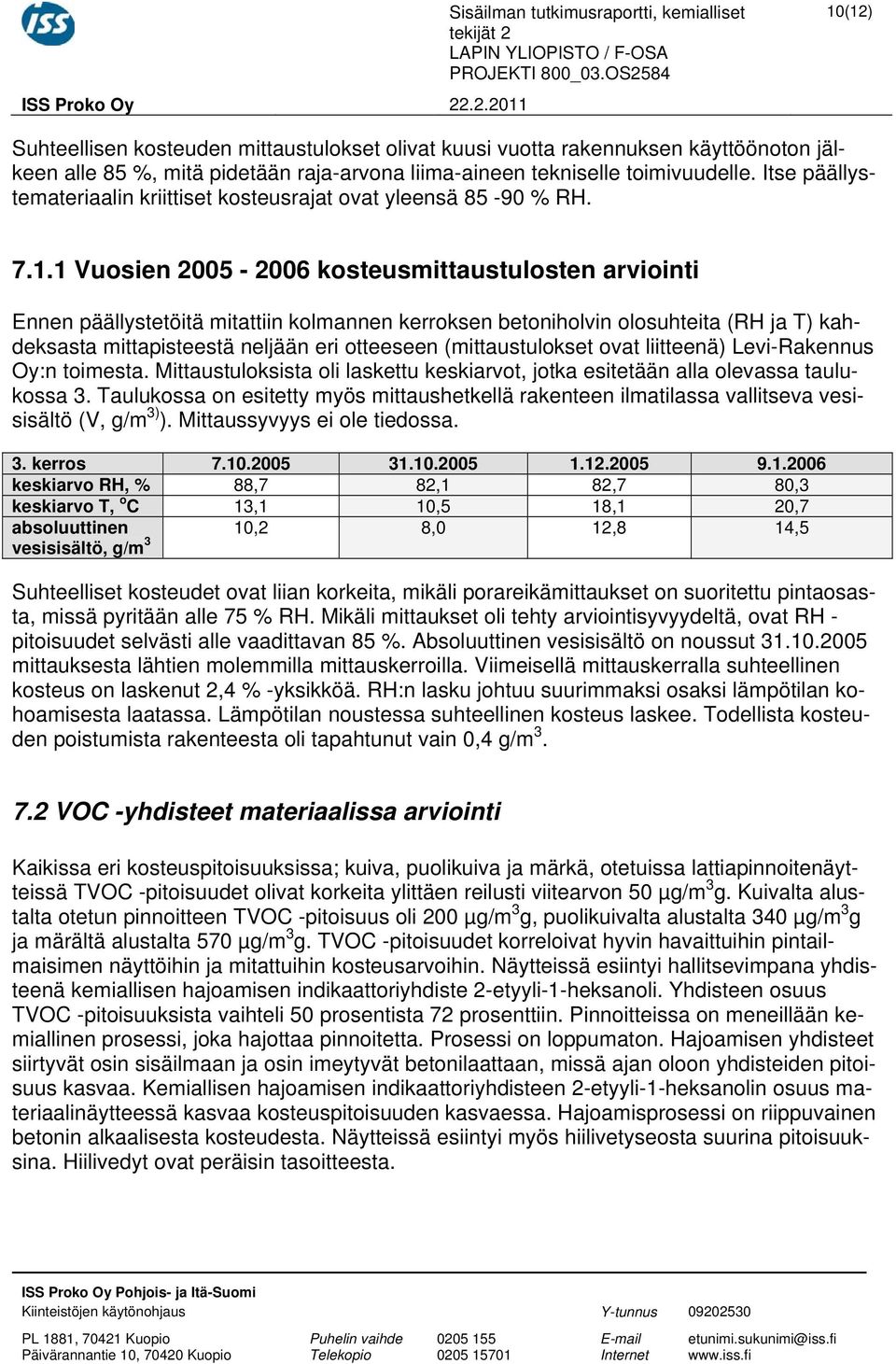 Itse päällystemateriaalin kriittiset kosteusrajat ovat yleensä 85 90 % RH. 7.1.