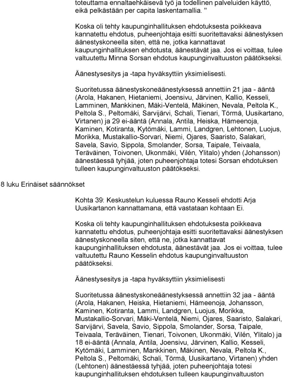 Mankkinen, Mäki-Ventelä, Mäkinen, Nevala, Peltola K., Peltola S.