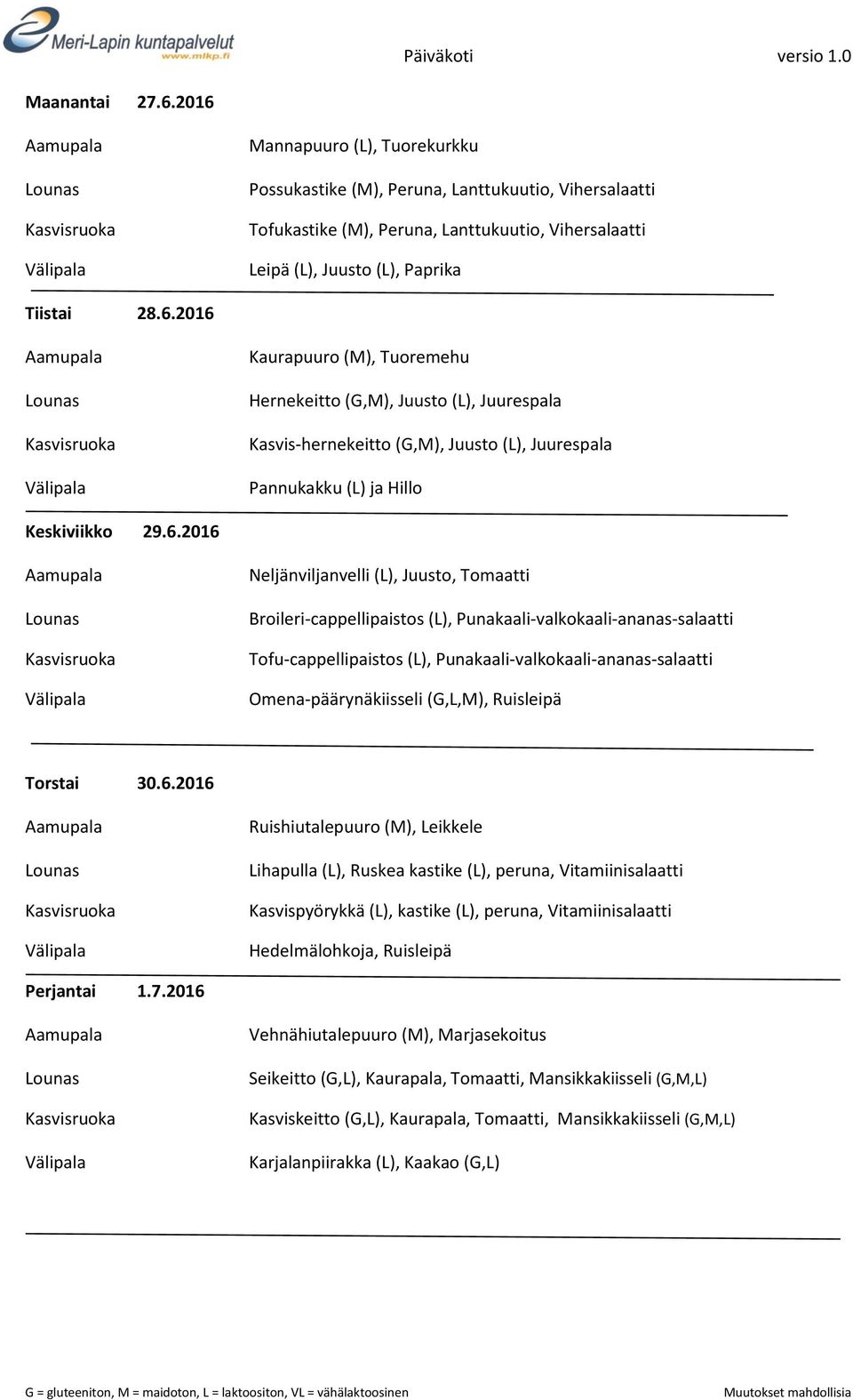 (G,L,M), Ruisleipä Torstai 30.6.