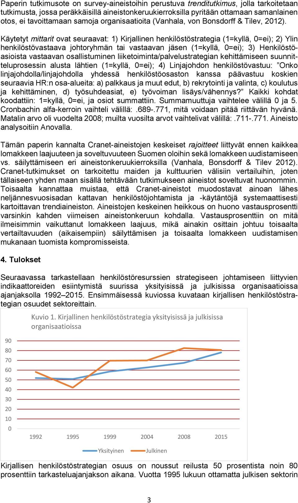 Käytetyt mittarit ovat seuraavat: 1) Kirjallinen henkilöstöstrategia (1=kyllä, =ei); 2) Ylin henkilöstövastaava johtoryhmän tai vastaavan jäsen (1=kyllä, =ei); 3) Henkilöstöasioista vastaavan