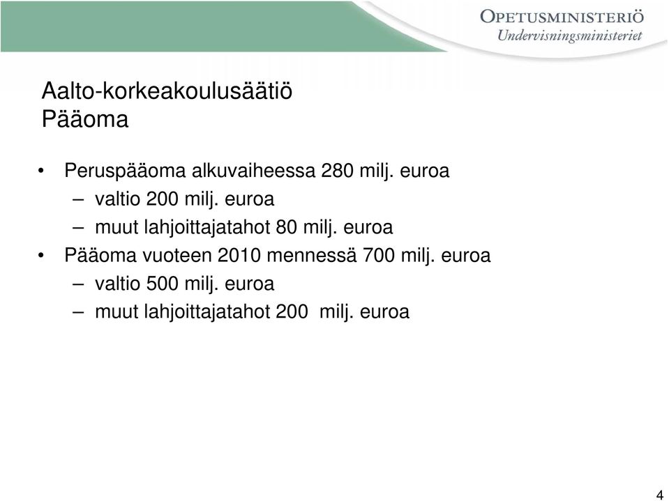 euroa muut lahjoittajatahot 80 milj.