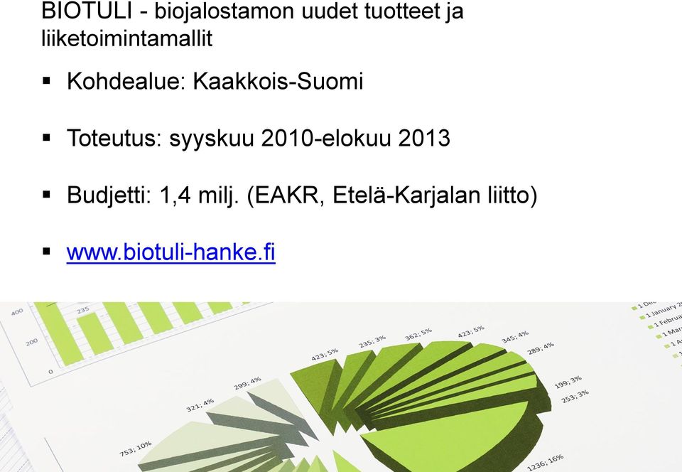 Toteutus: syyskuu 2010-elokuu 2013 Budjetti: 1,4