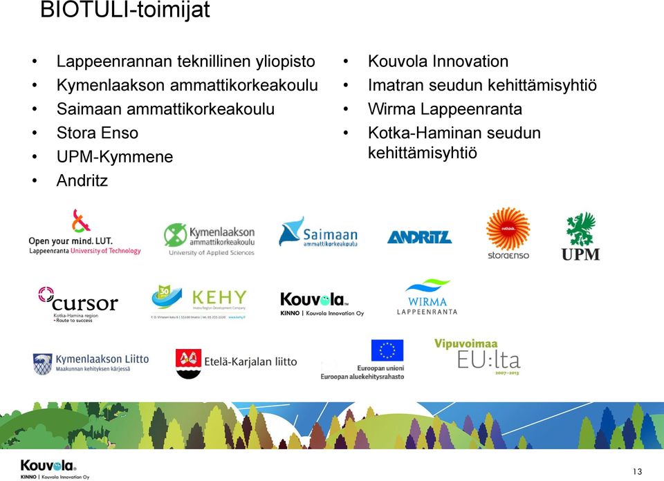 Stora Enso UPM-Kymmene Andritz Kouvola Innovation Imatran