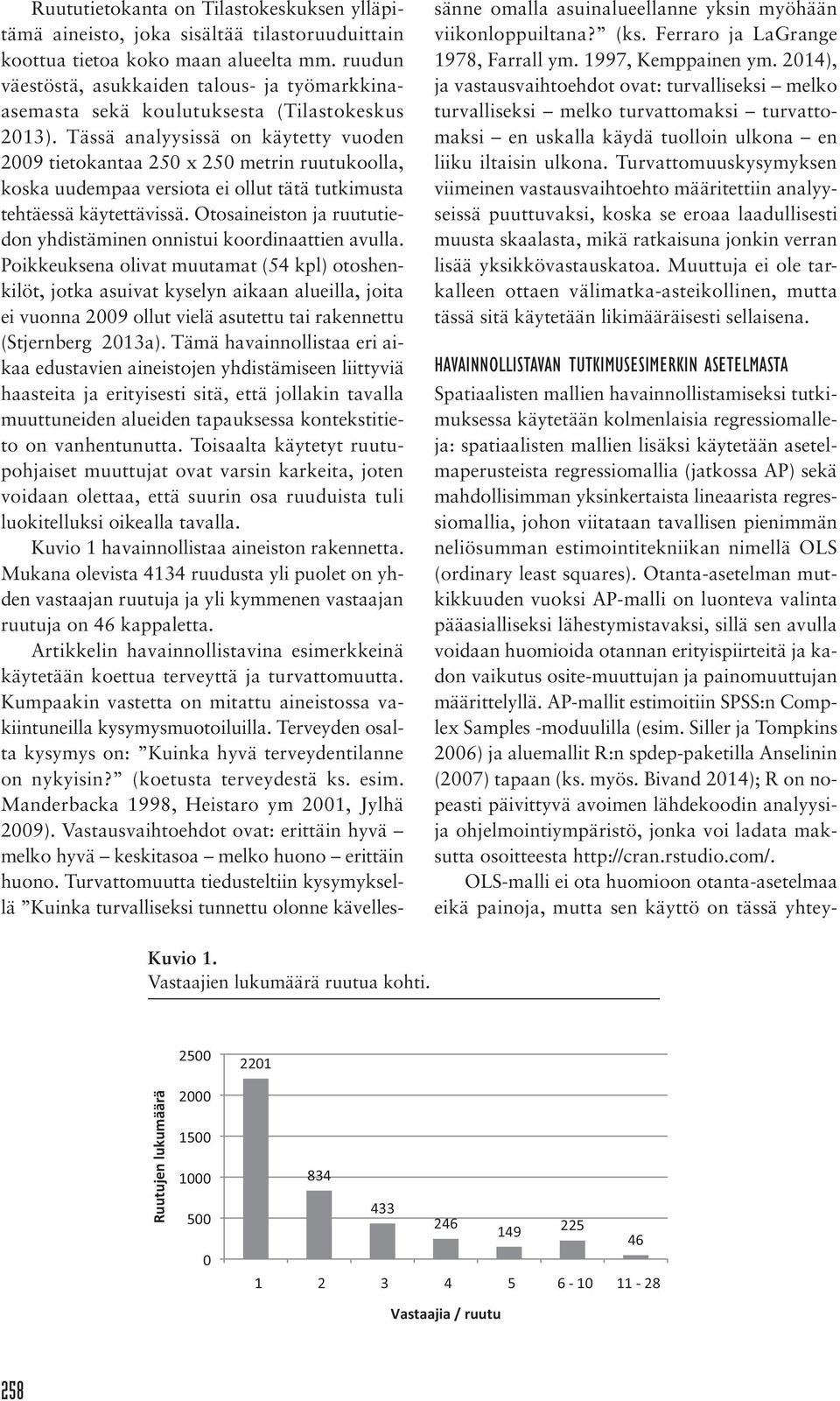 Tässä analyysissä on käytetty vuoden 2009 tietokantaa 250 x 250 metrin ruutukoolla, koska uudempaa versiota ei ollut tätä tutkimusta tehtäessä käytettävissä.