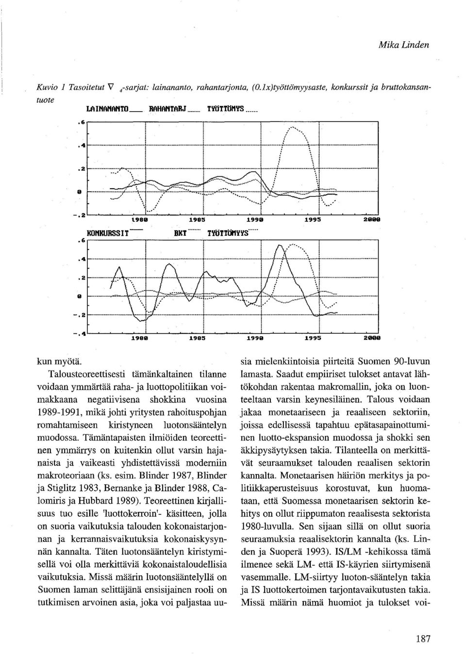 Talousteoreettisesti tämänkaltainen tilanne voidaan ymmärtää raha- ja luottopolitiikan voimakkaana negatiivisena shokkina vuosina 1989-1991, mikä johti yritysten rahoituspohjan romahtamiseen