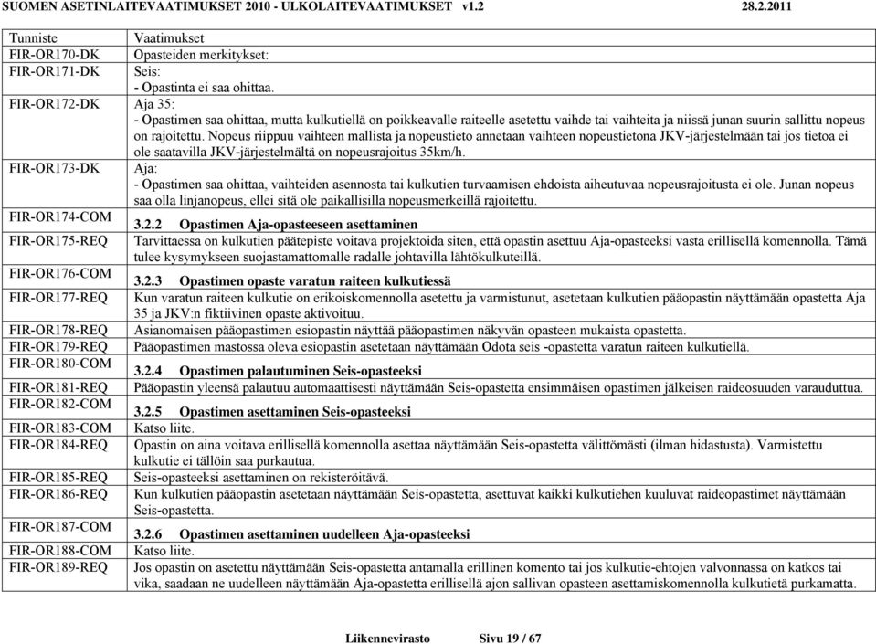 Nopeus riippuu vaihteen mallista ja nopeustieto annetaan vaihteen nopeustietona JKV-järjestelmään tai jos tietoa ei ole saatavilla JKV-järjestelmältä on nopeusrajoitus 35km/h.