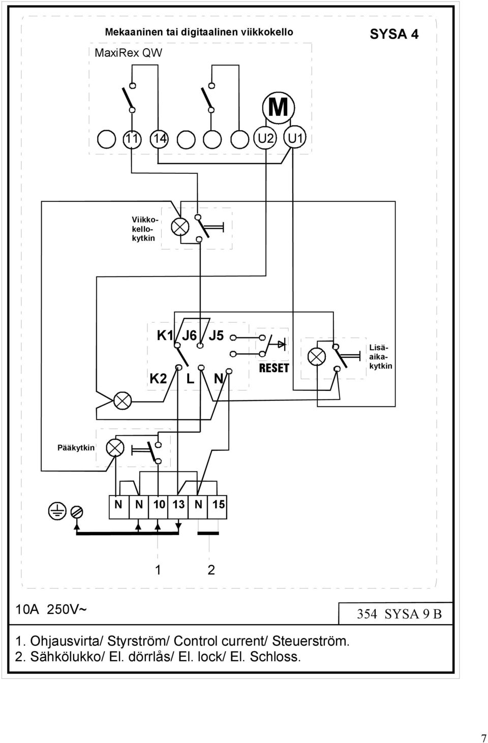 13 N 15 1 2 10A 250V~ 354 SYSA 9 B 1.