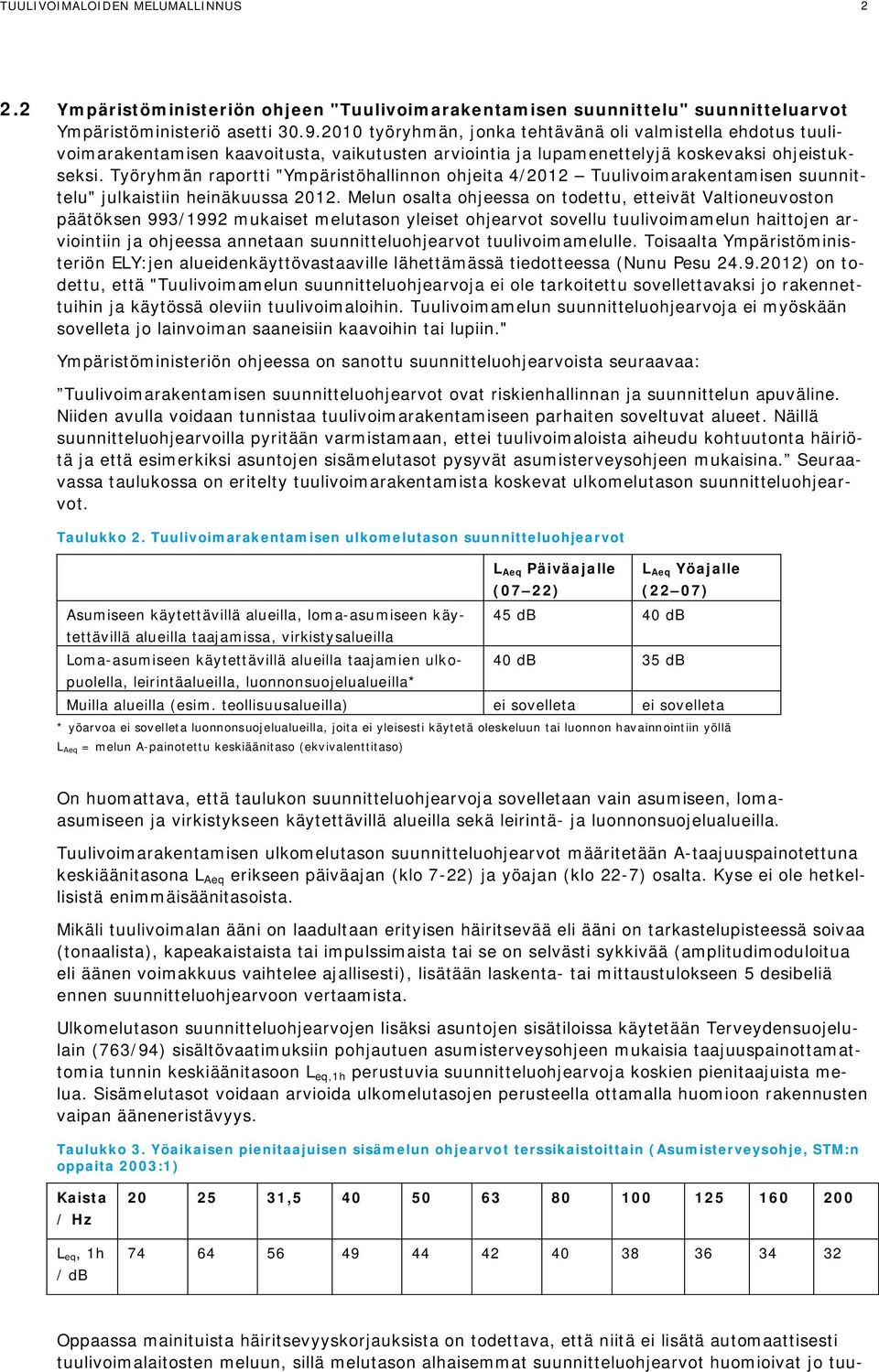 Työryhmän raportti "Ympäristöhallinnon ohjeita 4/2012 Tuulivoimarakentamisen suunnittelu" julkaistiin heinäkuussa 2012.