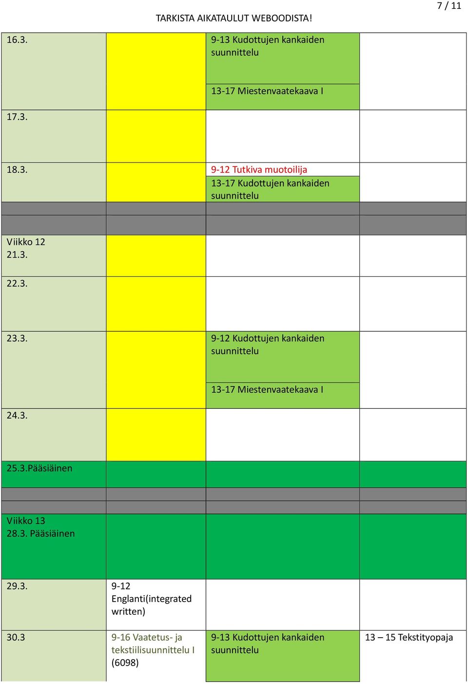 3. Pääsiäinen 29.3. 9-12 30.