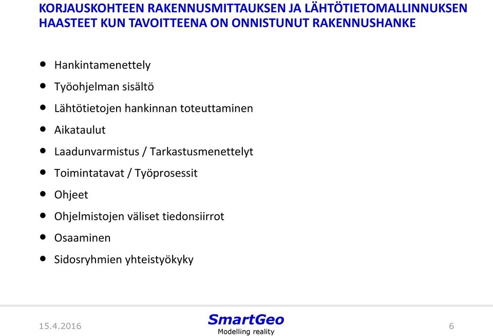 tteuttaminen Aikataulut Laadunvarmistus / Tarkastusmenettelyt Timintatavat /