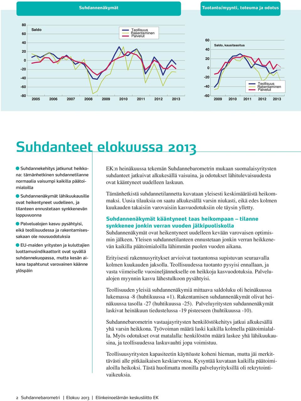 loppuvuonna Palvelualojen kasvu pysähtyisi, eikä teollisuudessa ja rakentamisessakaan ole nousuodotuksia EU-maiden yritysten ja kuluttajien luottamusindikaattorit ovat syvällä suhdannekuopassa, mutta