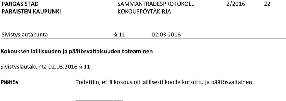 toteaminen Sivistyslautakunta 02.03.