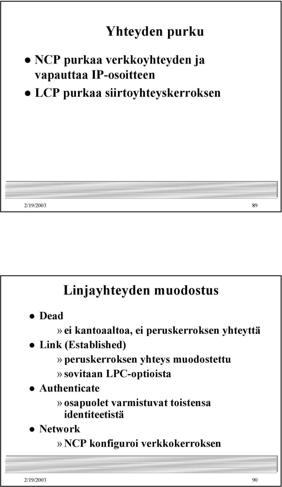 peruskerroksen yhteyttä Link (Established)» peruskerroksen yhteys muodostettu» sovitaan