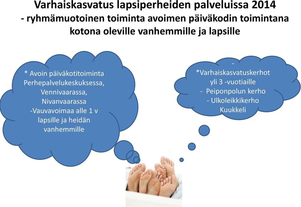 Perhepalvelukeskuksessa, Vennivaarassa, Nivanvaarassa -Vauvavoimaa alle 1 v lapsille ja