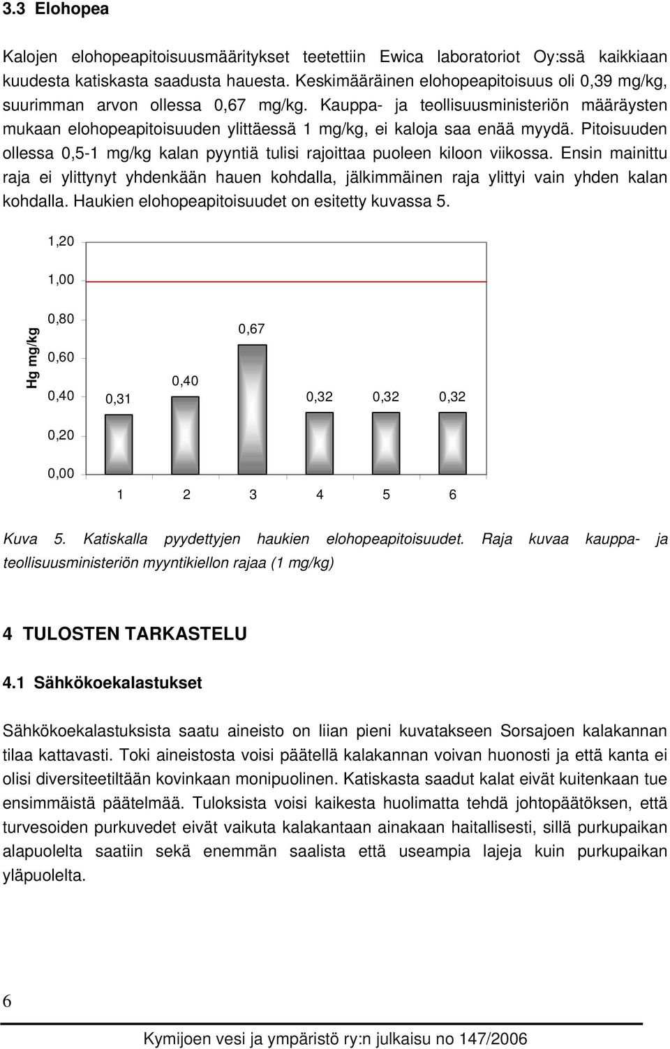 Kauppa- ja teollisuusministeriön määräysten mukaan elohopeapitoisuuden ylittäessä 1 mg/kg, ei kaloja saa enää myydä.