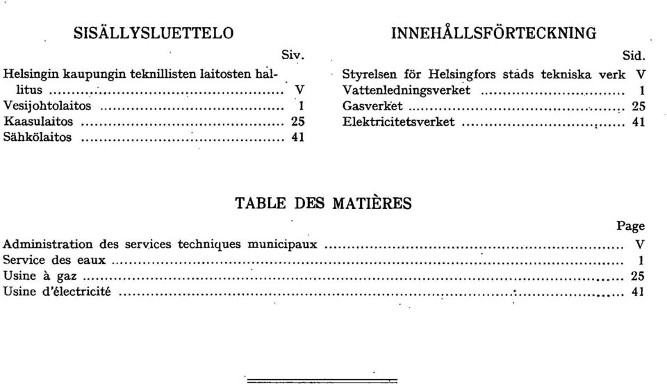 ................... 41 INNEHÅLLSFÖRTECKNING Sido Styrelsen för Helsingfors stads tekniska verk V Vattenledningsverket.