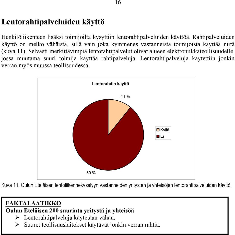 Selvästi merkittävimpiä lentorahtipalvelut olivat alueen elektroniikkateollisuudelle, jossa muutama suuri toimija käyttää rahtipalveluja.