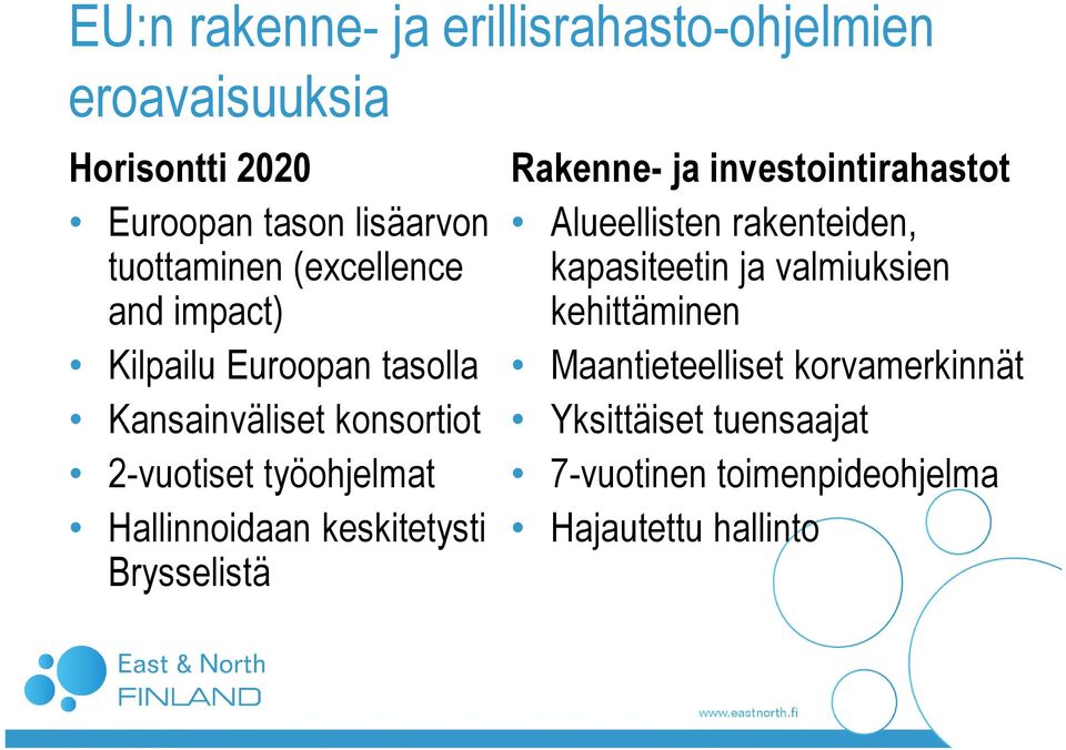 keskitetysti Brysselistä Rakenne- ja investointirahastot Alueellisten rakenteiden, kapasiteetin ja valmiuksien