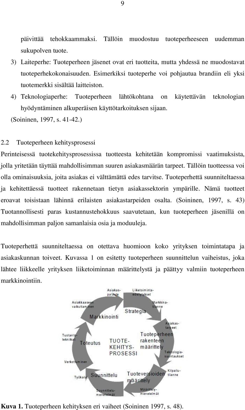 4) Teknologiaperhe: Tuoteperheen lähtökohtana on käytettävän teknologian hyödyntäminen alkuperäisen käyttötarkoituksen sijaan. (Soininen, 1997, s. 41-42.) 2.