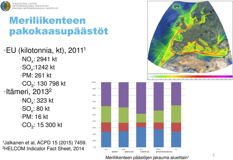 80 kt PM: 16 kt CO 2 : 15 300 kt 1 Jalkanen et al, ACPD 15 (2015) 7459.