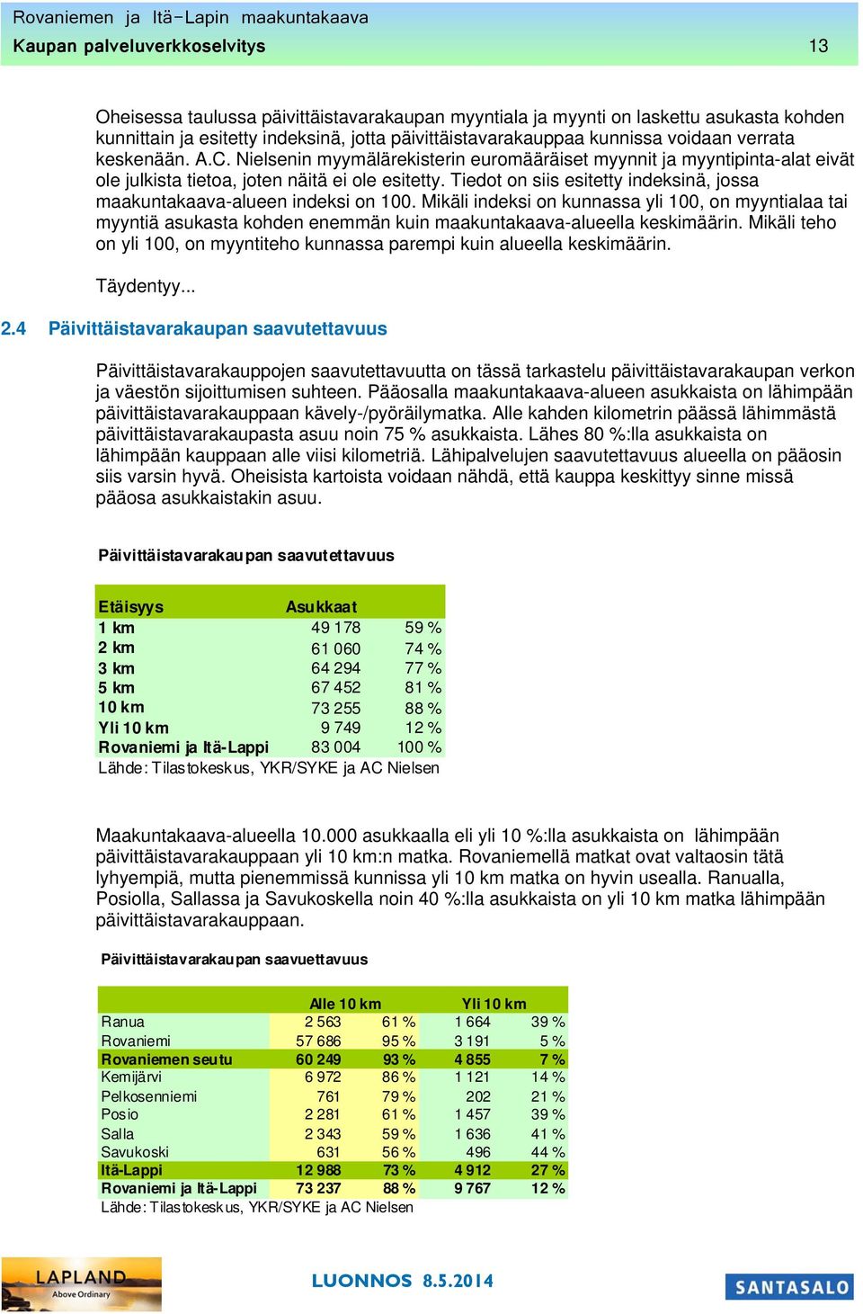 Tiedot on siis esitetty indeksinä, jossa maakuntakaava-alueen indeksi on 100.