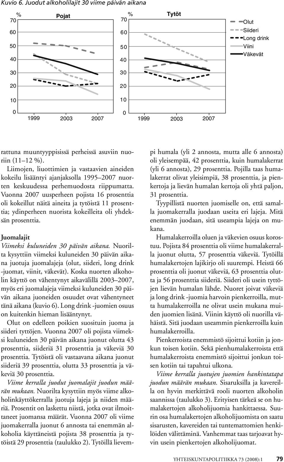 Vuonna 27 uusperheen pojista 16 prosenttia oli kokeillut näitä aineita ja tytöistä 11 prosenttia; ydinperheen nuorista kokeilleita oli yhdeksän prosenttia.