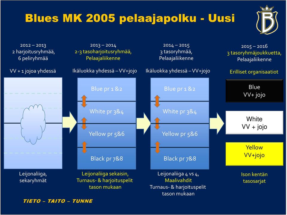 organisaatiot Bluepr 1 &2 Bluepr 1 &2 Blue VV+ jojo White pr 3&4 Yellow pr 5&6 White pr 3&4 Yellow pr 5&6 White VV + jojo Black pr 7&8 Black pr 7&8 Yellow