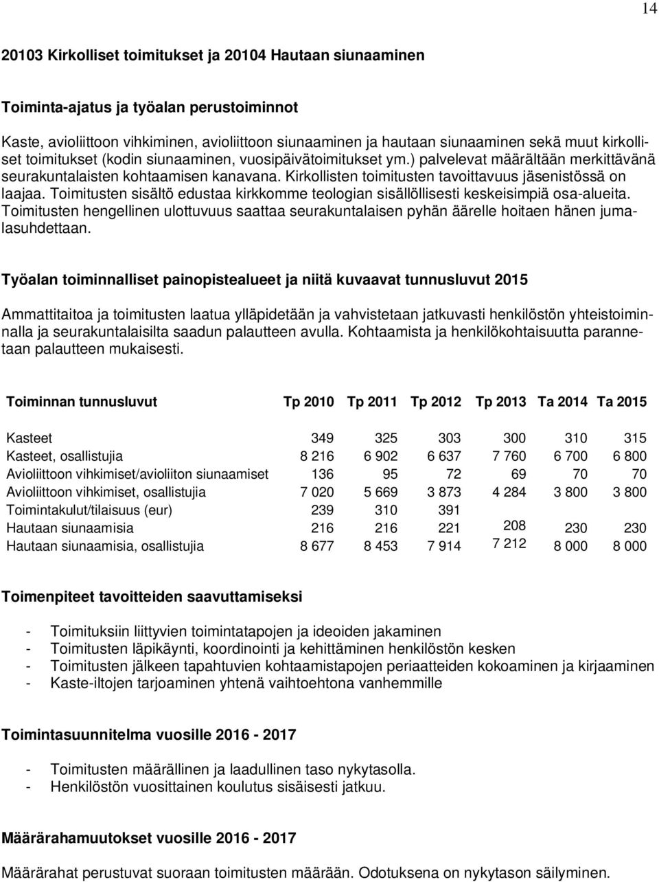 Kirkollisten toimitusten tavoittavuus jäsenistössä on laajaa. Toimitusten sisältö edustaa kirkkomme teologian sisällöllisesti keskeisimpiä osa-alueita.